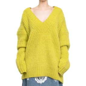 Blended wool v-neck sweater "Warm Winter" Yellow